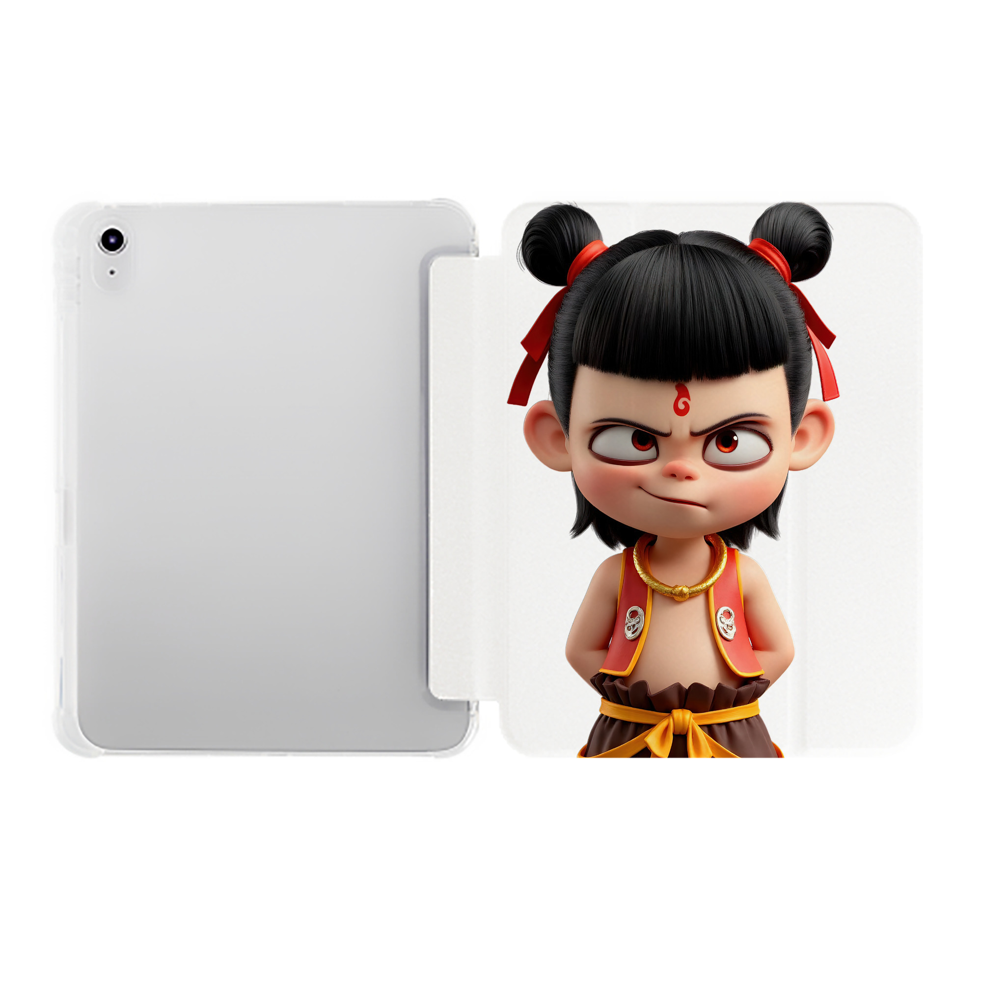 （画像用） Ne Zha 2 ナタ 魔童の大暴れ IPad ケース ペン収納付き 三つ折りスタンド PUレザー×シリコン 対応機種9.5/10.5/10.9インチ